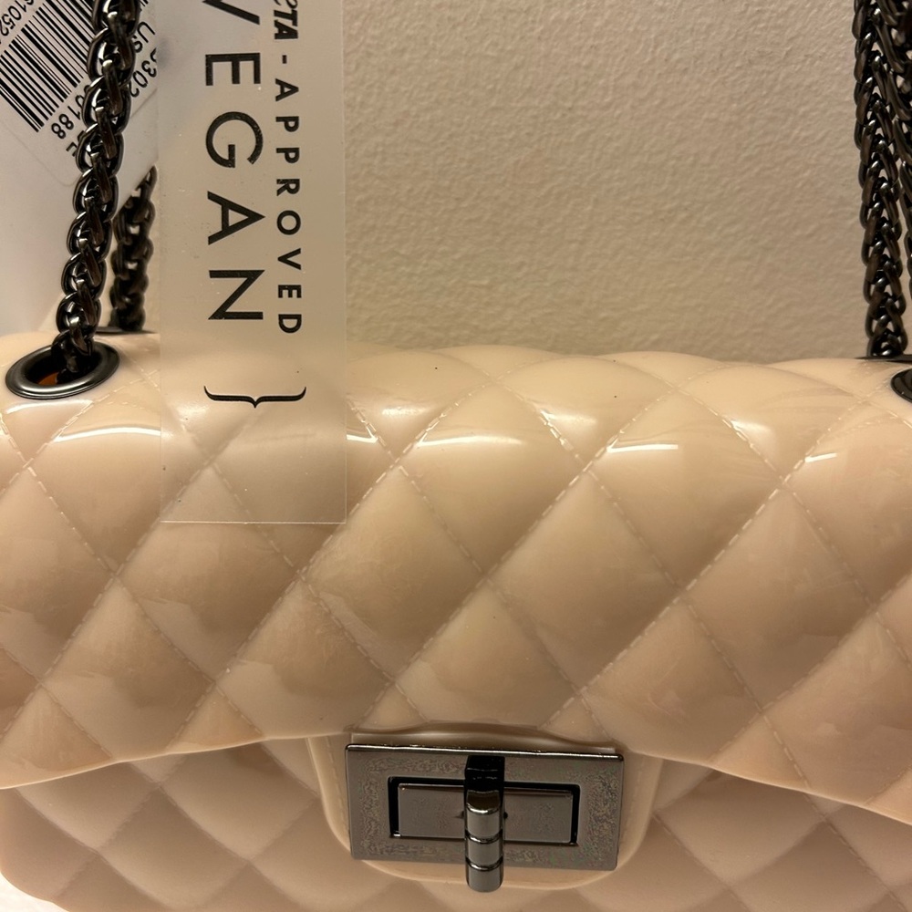Vegan Quilted Cream Shoulder Bag